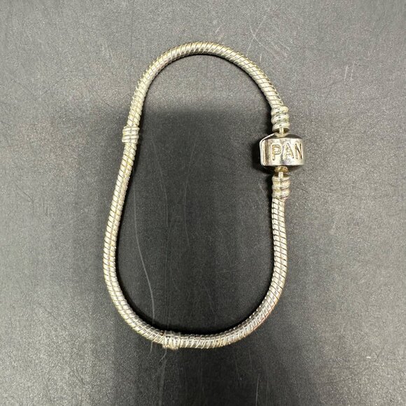 Pandora Snake Chain Bracelet Silver Tone Classic Design For Charms Beads 7 Inch - Picture 2 of 9